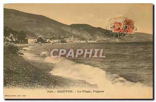 Cartes postales Menton La Plage Vagues