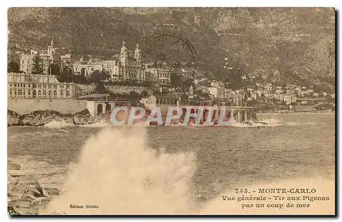 Cartes postales Monte Carlo Vue generale Tir aux Pigeons par un coup de mer