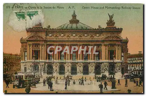 Cartes postales Paris Opera et la Station du Metro