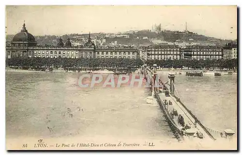Cartes postales Lyon Le Pont de l'Hotel Dieu et Coteau de Fourviere
