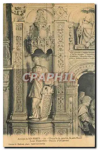 Cartes postales Abbaye de Solesmes Chapelle de gauche facade Nord Saint Thimothee Details d'Ornement