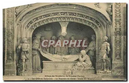 Cartes postales Abbaye des Benedictins de Solesmes Sarthe Les Celebres Sculptures Le Tombeau du Christ Grotte de