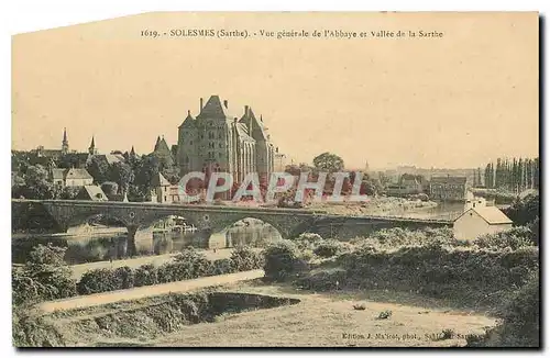 Cartes postales Solesmes Sarthe Vue generale de l'Abbaye et Vallee de la Sarthe