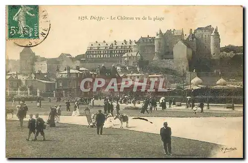 Cartes postales Dieppe Le Chateau vu de la plage