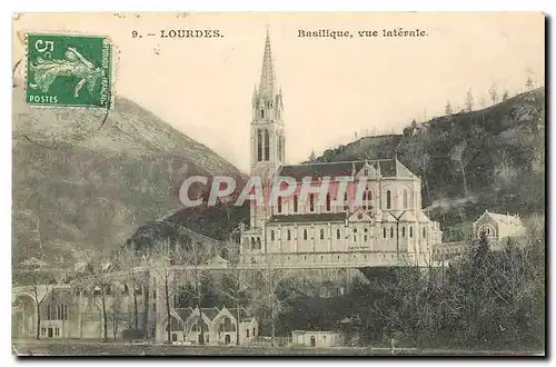 Cartes postales Lourdes Basilique vue Laterale