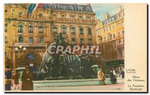 Cartes postales Lyon Place des Terreaux La Fontaine Bartholdi