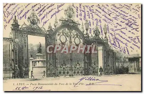 Cartes postales Lyon Porte Monument du Parc de la Tete d'Or