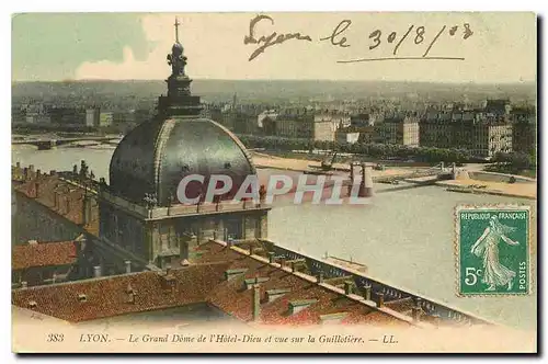 Cartes postales Lyon Le Grand Dome de l'Hotel Dieu et vue sur la Guillotiere