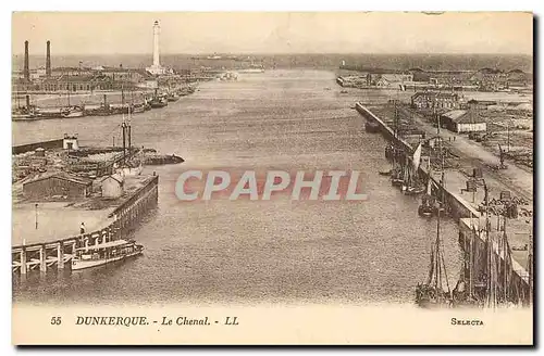 Cartes postales Dunkerque Le Chenal Bateaux Phare
