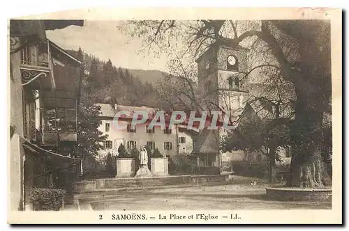 Ansichtskarte AK Samoens La Place et l'Eglise