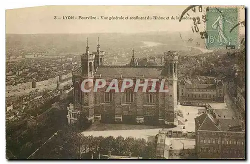 Cartes postales Lyon Fourviere Vue generale et confuent du Rhone et de la Saone