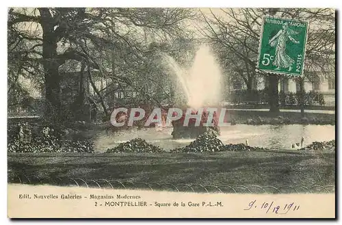 Cartes postales Montpellier Square de la Gare P L M