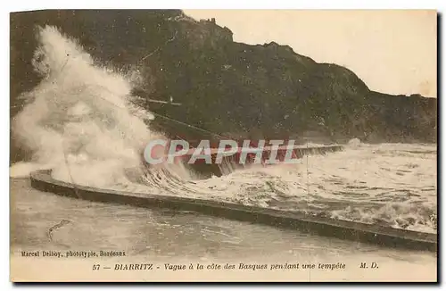 Ansichtskarte AK Biarritz Vague a la cote des Basques pendant une tempete