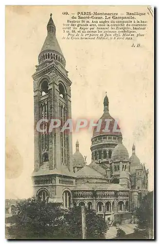 Cartes postales Paris Montmartre Basilique du Sacre Coeur Le Campanile