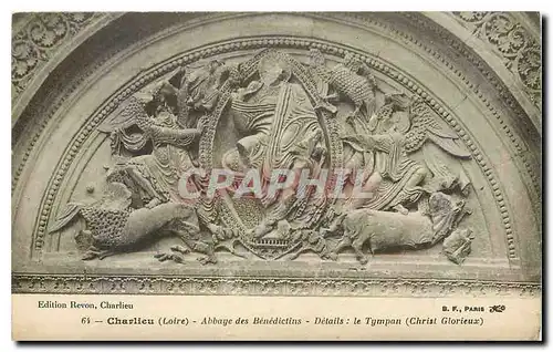 Ansichtskarte AK Charlieu Loire Abbaye des Benedictins Details le Tympan Christ Glorieux