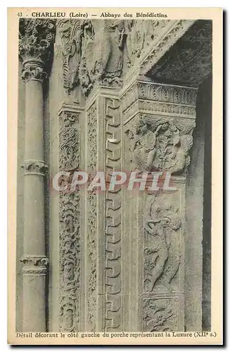 Ansichtskarte AK Charlieu Loire Abbaye des Benedictins detail decorant le cote gauche du porche representant la L