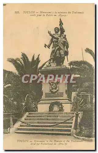 Cartes postales Toulon Monument a la Memoire des Toulonnais morts pour la Patrie