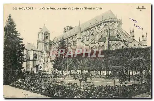 Cartes postales Bourges La Cathedrale vue prise du Jardin de l'Hotel de Ville