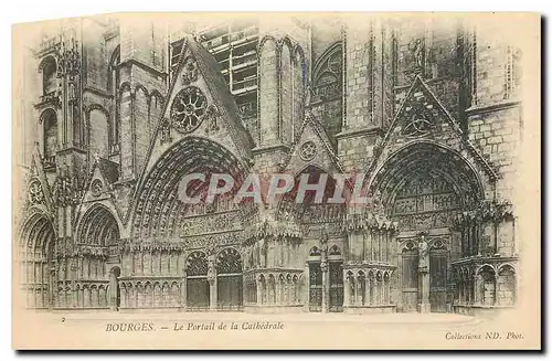 Ansichtskarte AK Bourges Le Portail de la Cathedrale