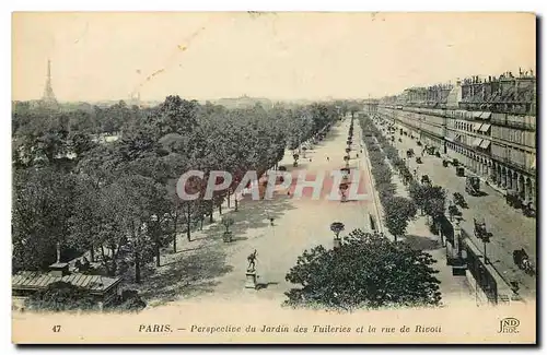 Cartes postales Paris Perspective du Jardin des Tuileries et la Rue de Rivoli