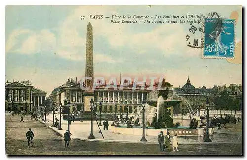 Ansichtskarte AK Paris Place de la Concorde Les Fontaines et l'Obelisque