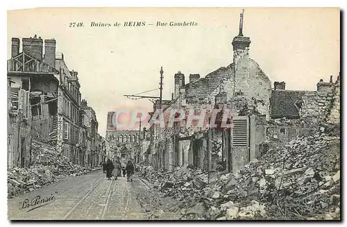 Cartes postales Ruines de Reims Rue Gambetta