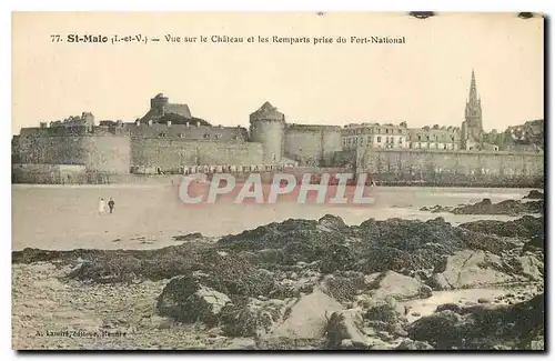 Ansichtskarte AK St Malo L et V Vue sur le Chateau et les Remparts prise du Fort National