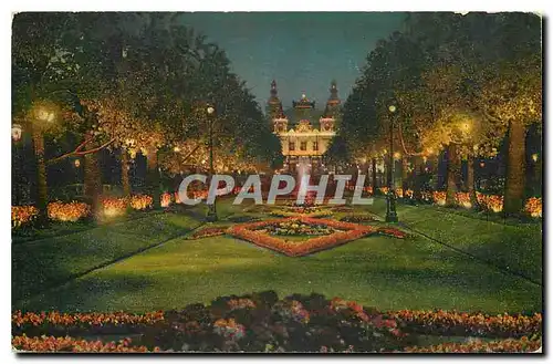 Ansichtskarte AK Monte Carlo Le Jardin le Casino Effet de nuit