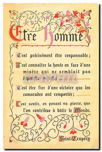 Cartes postales Etre Homme Saint Exupery