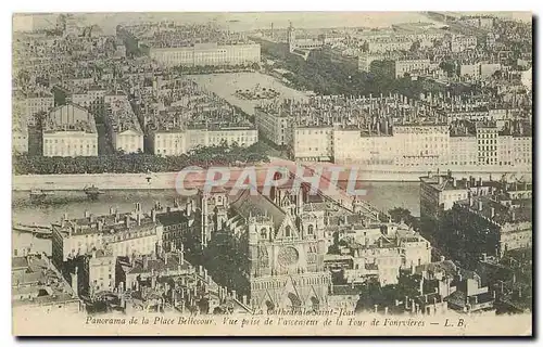 Cartes postales Panorama de la Place Bellecour vue prise de l'ascenseur de la Tour de Fourvieres Lyon