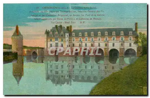 Cartes postales Chenonceau I et L le Chateau cote ouest