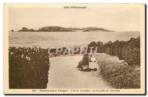 Cartes postales Cote d'Emeraude Dinard Saint Enogat l'ile de Cezembre vue du jardin de Port Riou