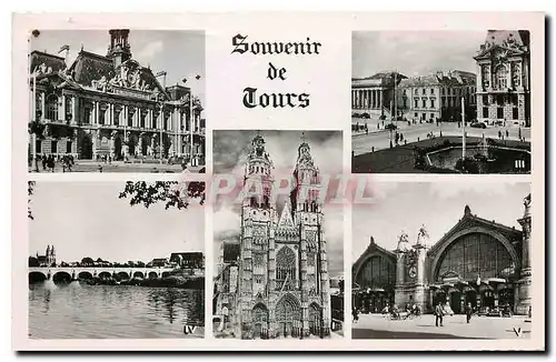 Ansichtskarte AK Souvenir de Tours la Cathedrale St Gatien l'hotel de ville la place Jean Jaures vue generale la