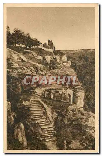 Cartes postales Le Poitou pittoresque Poitiers Vienne l'escalier rustique des rochers de Porteau sur la route de