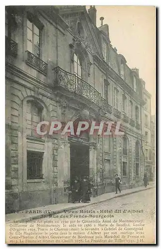 Cartes postales Paris IV Vieux Hotels Hotel dit d'Albert Rue des Francs Bourgeois