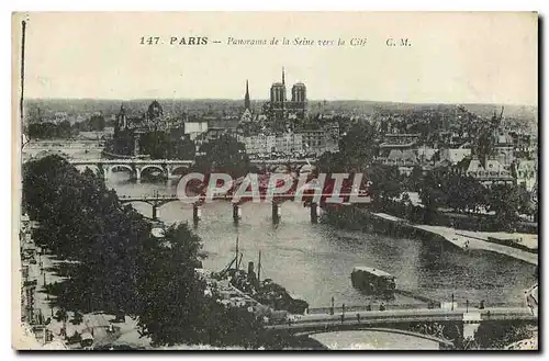 Cartes postales Paris Panorama de la Seine vers la Cite