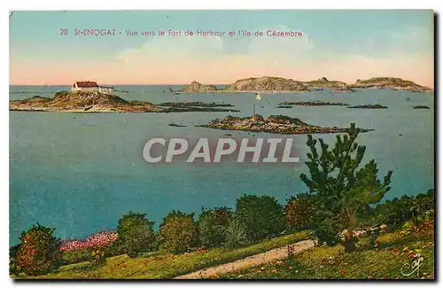 Cartes postales St Enogat vue vers le fort de Harbour et l'ile de Cezembre