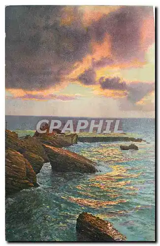 Cartes postales Biarritz Soleil couchant au Rocher de la Vierge