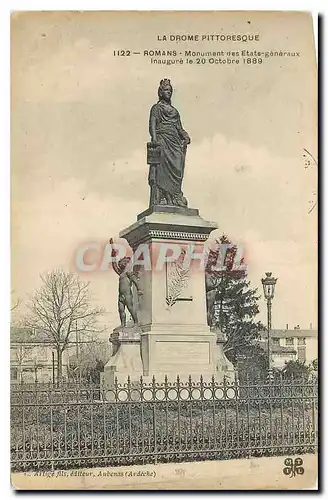 Cartes postales La Drome pittoresque Romans monument des Etats generaux inaugure le 20 Octobre 1889