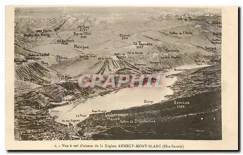 Cartes postales Vue a vol d'oiseau de la Region Annecy Mont Blanc Htes Savoie