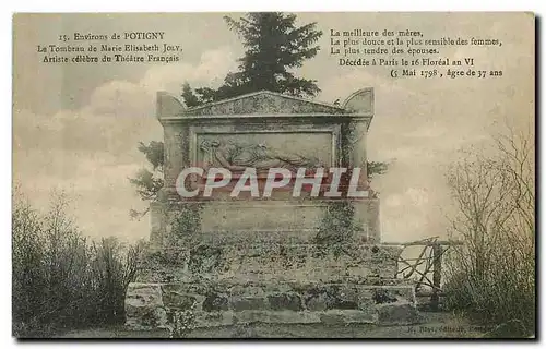 Cartes postales Environs de Potigny le tombeau de Marie Elisabeth Joly artiste celebre du Theatre Francais