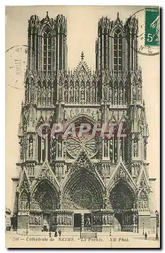 Cartes postales Cathedrale de Reims la Facade