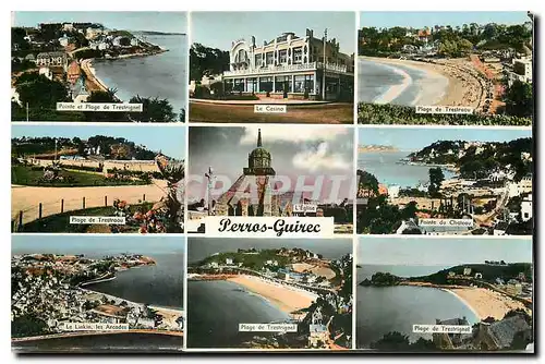 Cartes postales Perros Guirec la casino plage de Trestraou poiinte et plage de Trestringel l'eglise pointe du Ch