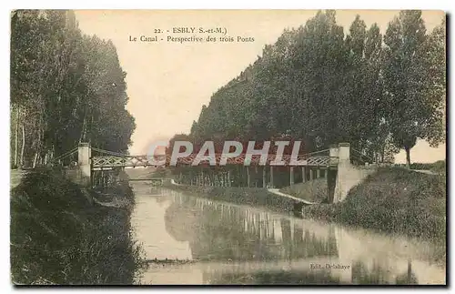 Cartes postales Esbly S et M le Canal perspective des trois Ponts