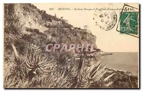 Cartes postales Menton Rochers Rouges et Frontiere Franco Italiano