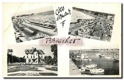 Moderne Karte Pornichet Le remblai et la plage Boulevard des Oceanides L'hotel de ville Le port