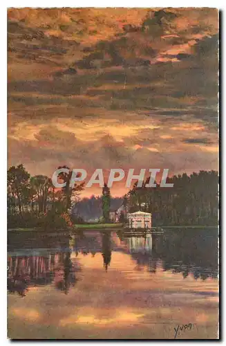 Ansichtskarte AK La Douce France Fontainebleau S et M Le Palais Crepuscule sur l'Etang des Carpes