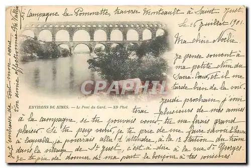 Cartes postales Environs de Nimes Le Pont du Gard (carte 1900)