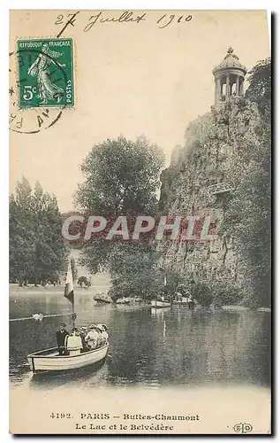 Ansichtskarte AK Paris Buttes Chaumont Le Lac et le Belvedere