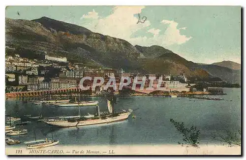 Cartes postales Monte Carlo Vue de Monaco Bateau Voilier